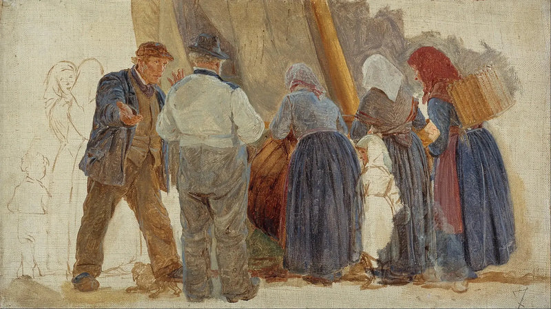 Matinea Hornbækissä. Miehet ja naiset kauppaa - Peder Severin Krøyer