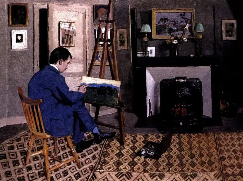 Max Rodriguez-Henriques Félix Vallottonin ateljeeessä, vävy - Félix Vallotton