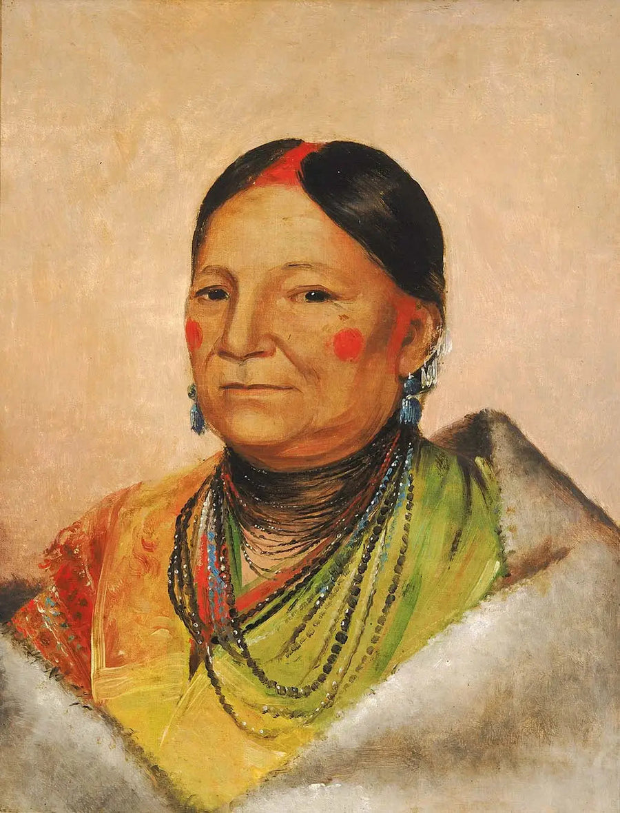 Mee-chéit-e-neuh, Haavoittuneen karhun olkapää, Päällikön vaimo - George Catlin
