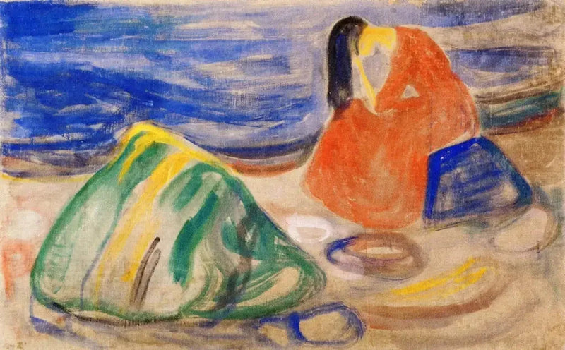 Melankolia. Nainen itkee rannalla - Edvard Munch