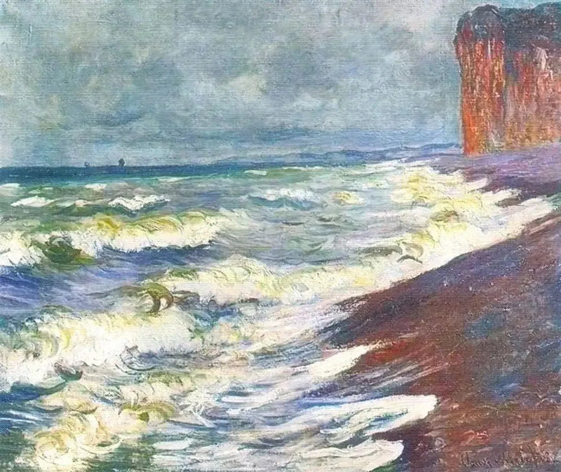 Myrskyinen meri Pourvillessä - Claude Monet