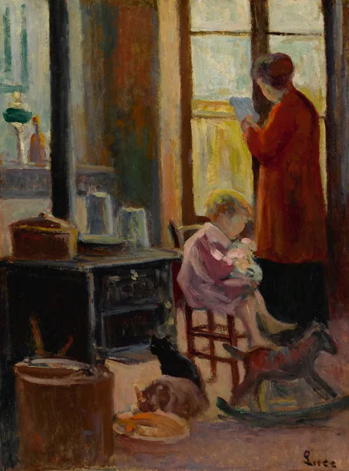 Äiti ja lapsi keittiössä - Maximilien Luce