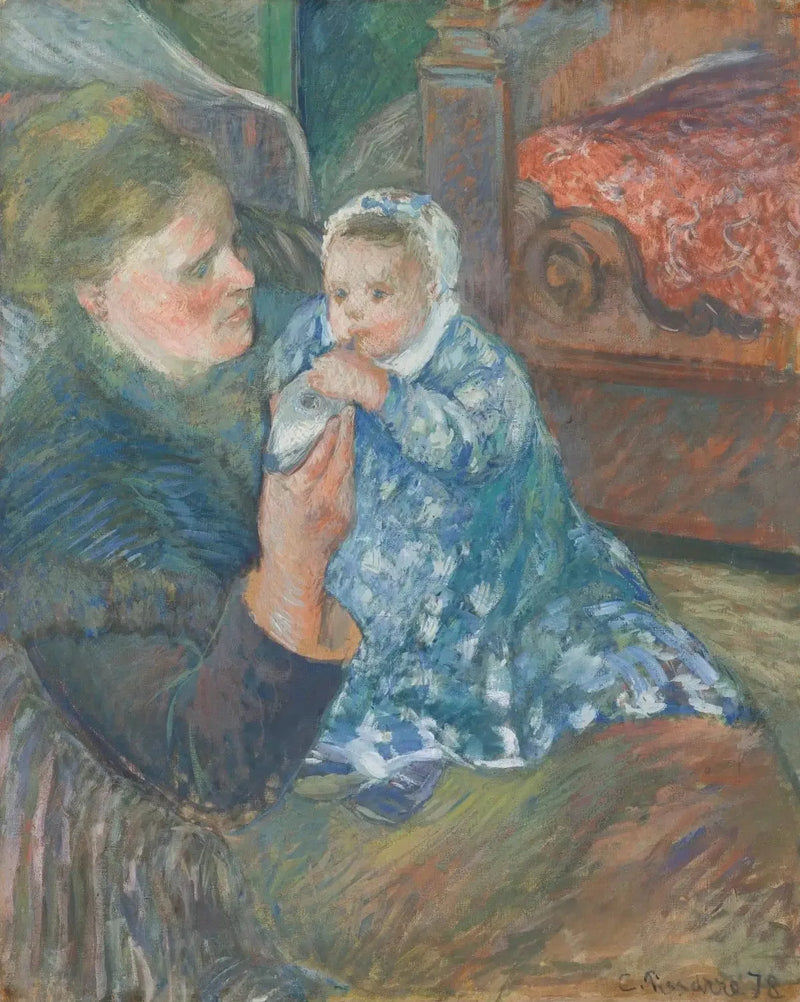 Äiti ja lapsi (Julie Pissarro ja poika Ludovic-Rodolphe, kutsutaan Rodo) - Camille Pissarro