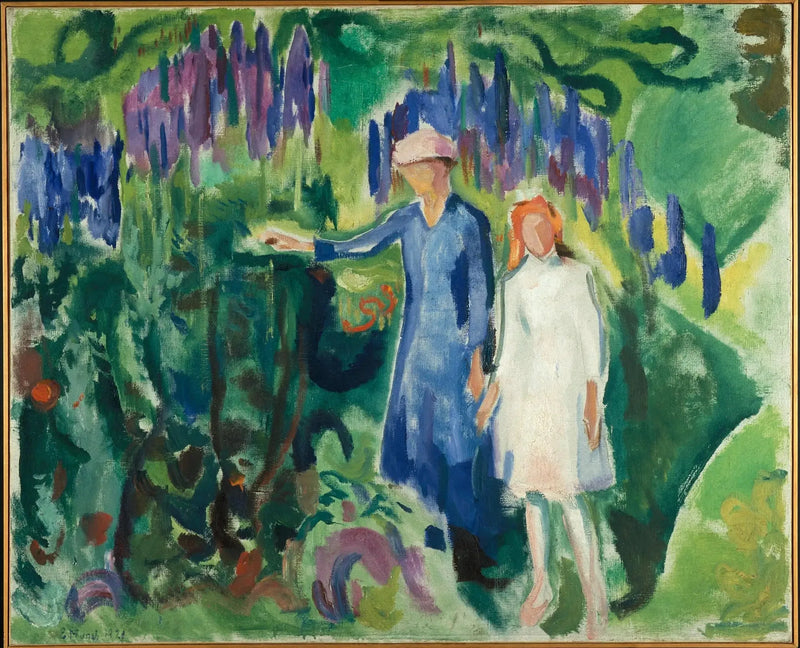 Äiti ja tytär puutarhassa - Edvard Munch