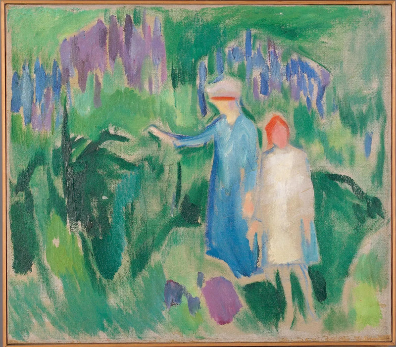 Äiti ja tytär puutarhassa - Edvard Munch