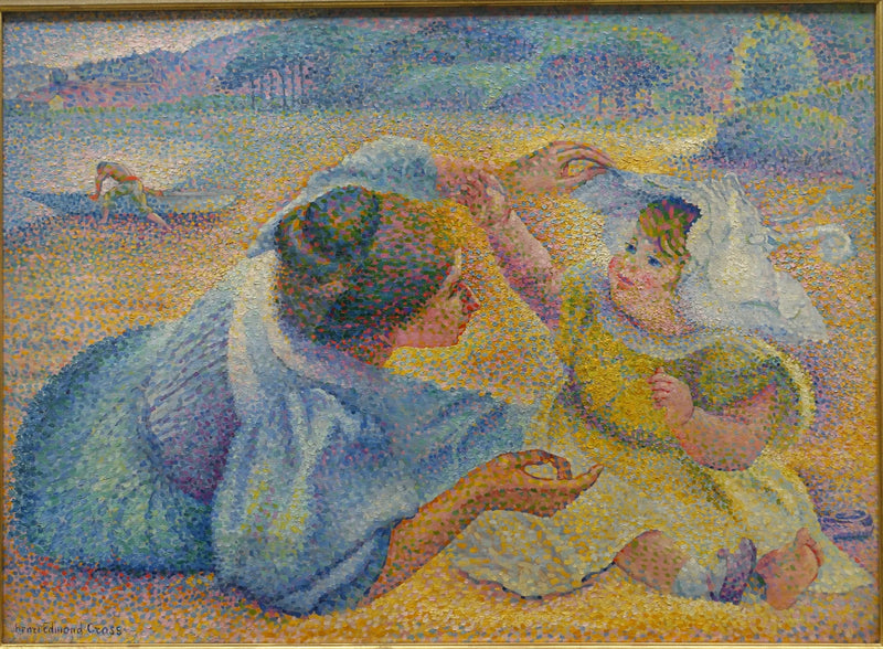 Äiti leikkimässä lapsensa kanssa - Henri-Edmond Cross