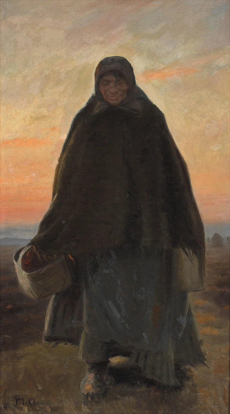 Iloinen Elsie kävelee kotiin nummen yli iltavalossa. - Michael Peter Ancher