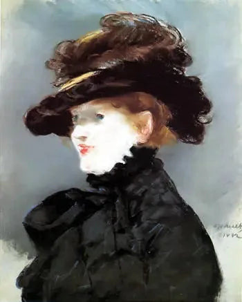 Méry Laurent mustalla hatulla - Édouard Manet