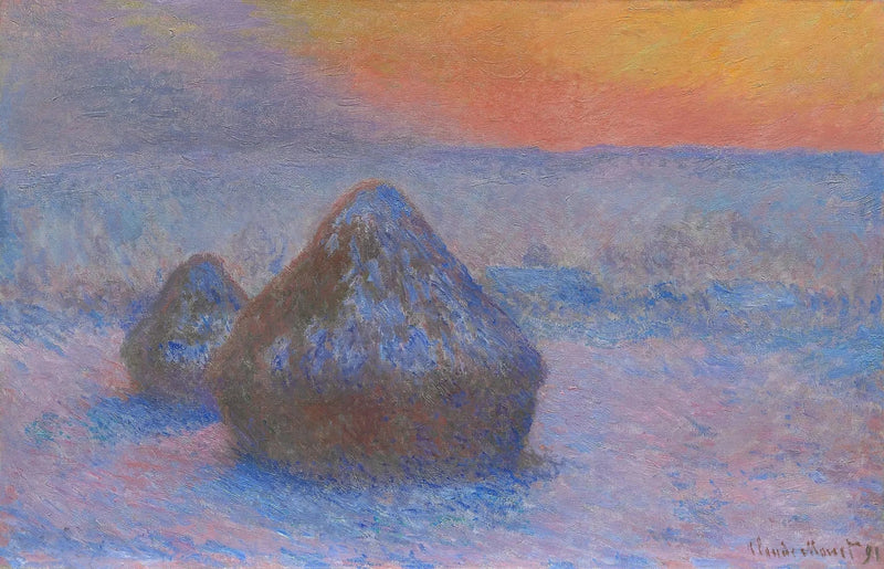 Hiomapyörät, auringonlasku, lumiefekti W1278 - Claude Monet