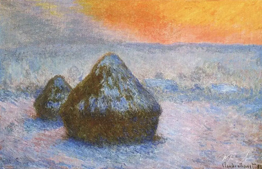 Meules (crépuscule, effet de neige) - Claude Monet - Reproductions de tableaux et peintures haut de gamme