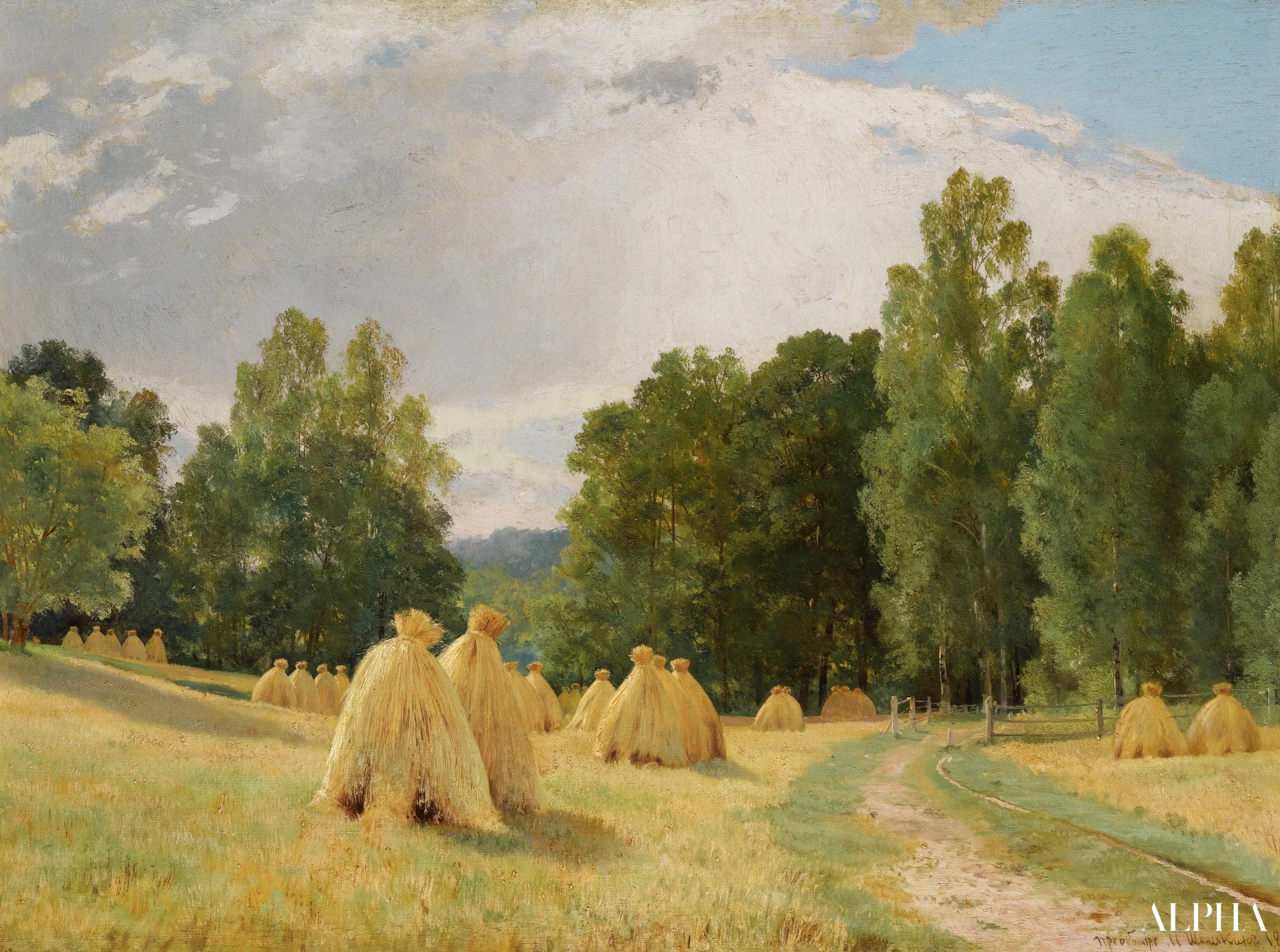 Heinäpaalit, Preobrazhenskoe - Ivan Shishkin - Korkealaatuiset taulujen ja maalauksien reproduktiot