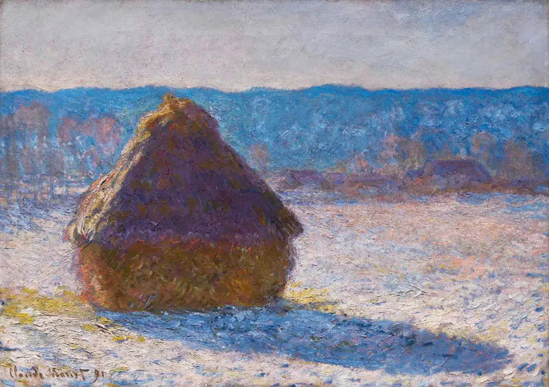 Viljankuivurit, lumiefekti, aamulla - Claude Monet