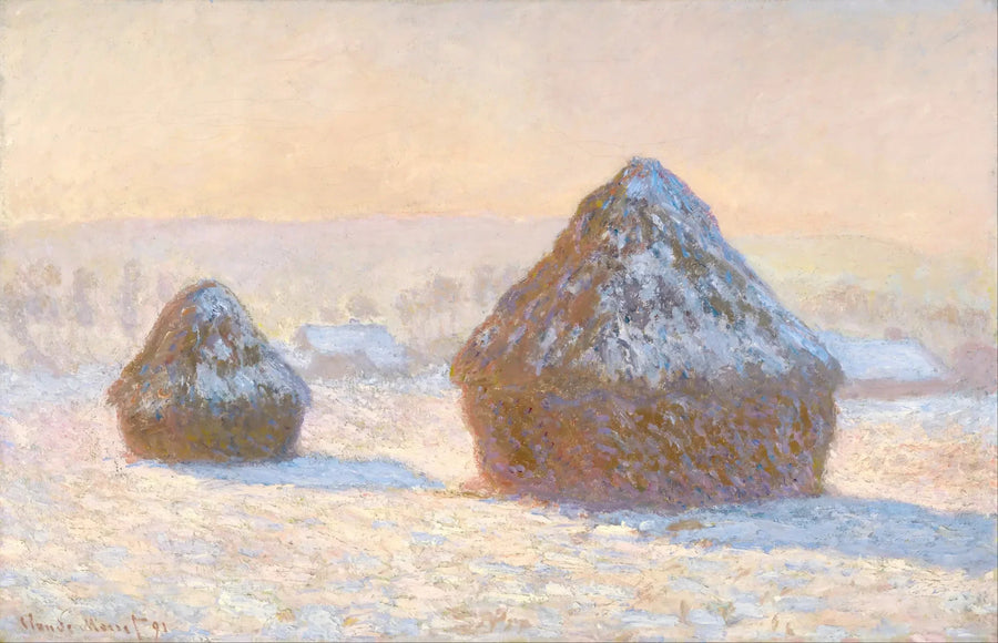Viljankuivurit, lumiefekti, aamulla - Claude Monet