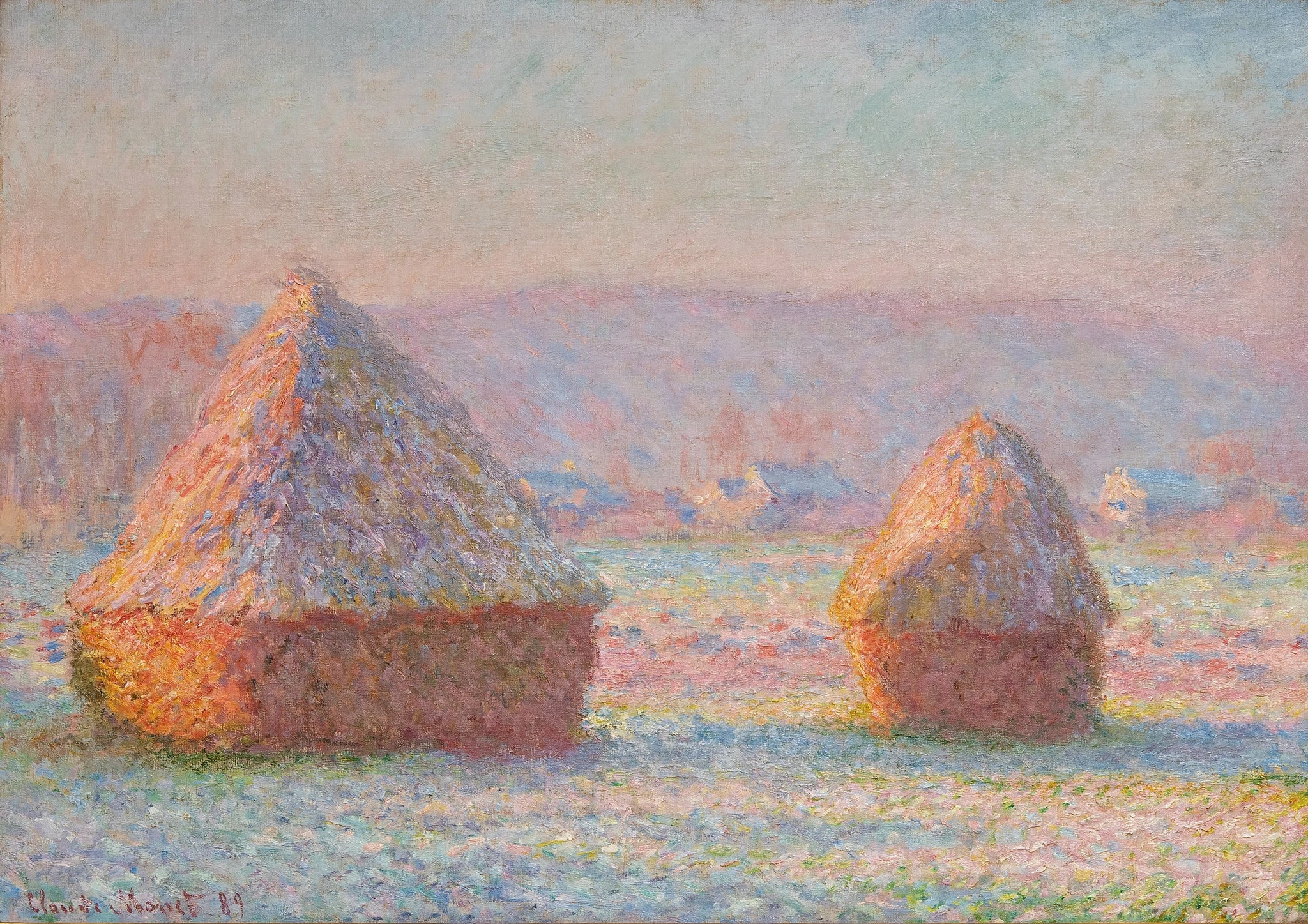 Les Meules, effet de gelée blanche W1215 par Claude Monet, Hill-Stead Museum
