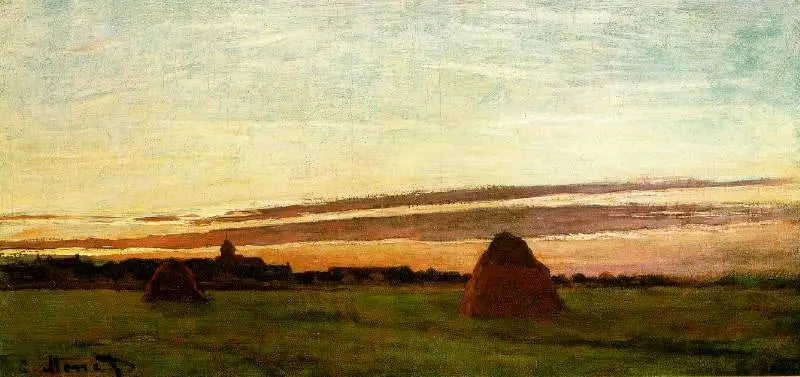 Viljankuivurit lähellä Chaillya, nouseva aurinko - Claude Monet