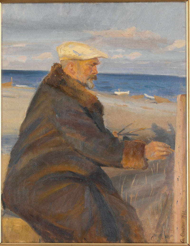 Michael Ancher piirtää rannalla (Michael Ancher piirtää rannalla) - Anna Ancher