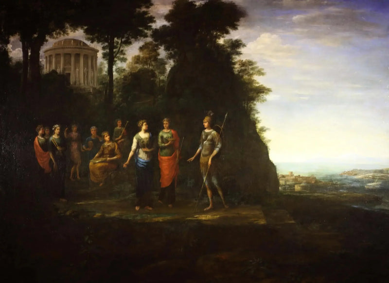 Minerva vierailee muusien luona Parthenonilla - Claude Lorrain