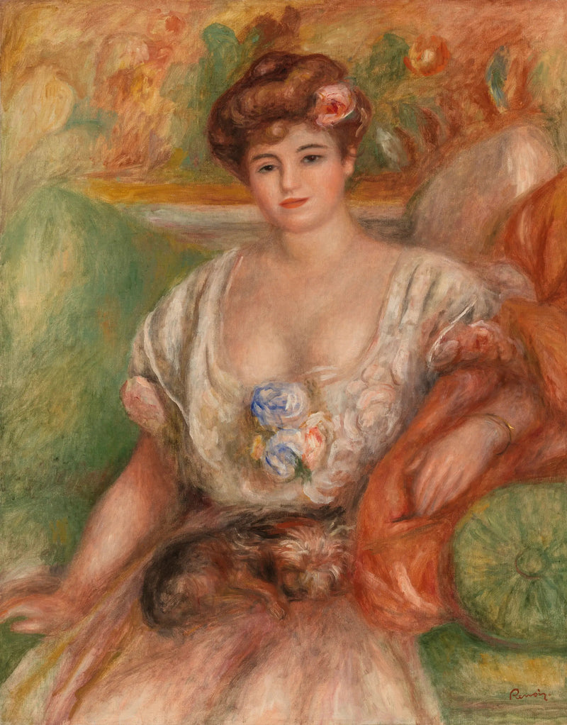 Misia Sert pienen koiran kanssa - Pierre-Auguste Renoir