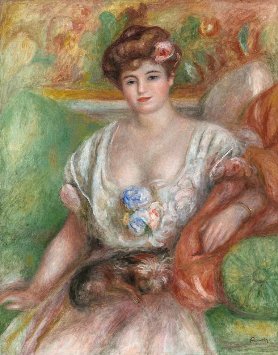 Misia Sert pienen koiran kanssa - Pierre-Auguste Renoir
