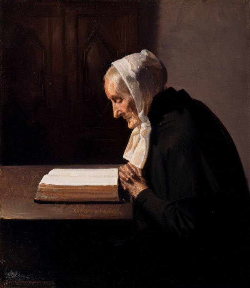 Rouva Bründum lukee Raamattua. - Michael Peter Ancher