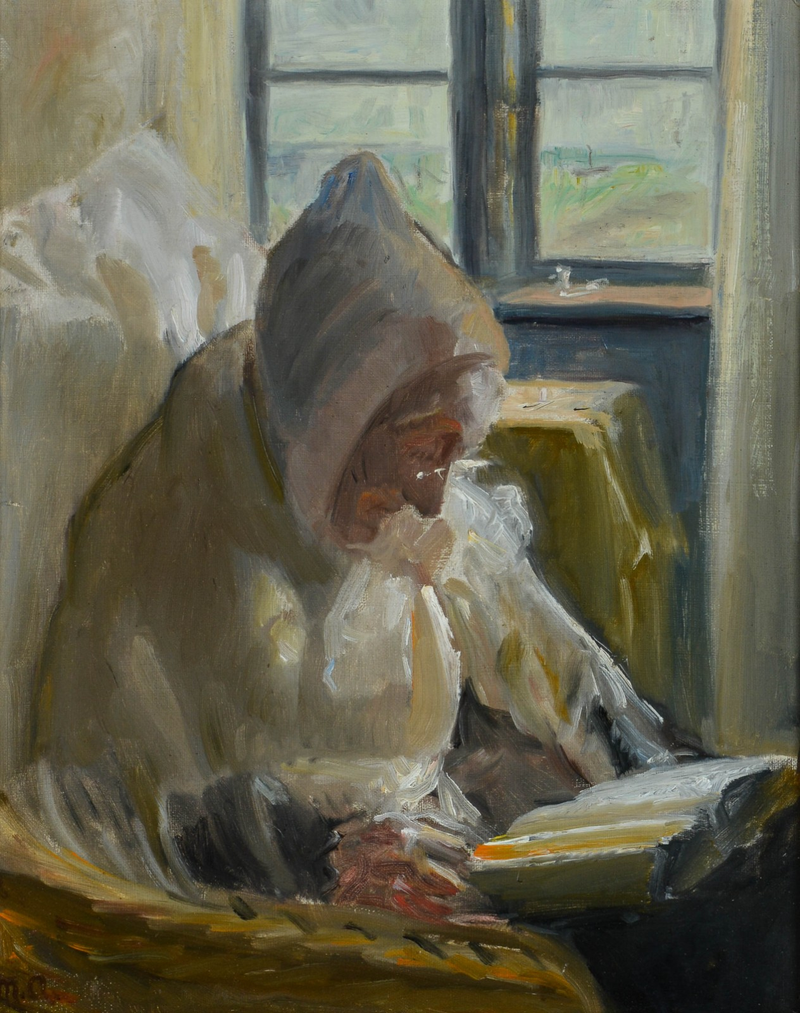 Rouva Brendum lukee. -Michael Peter Ancher