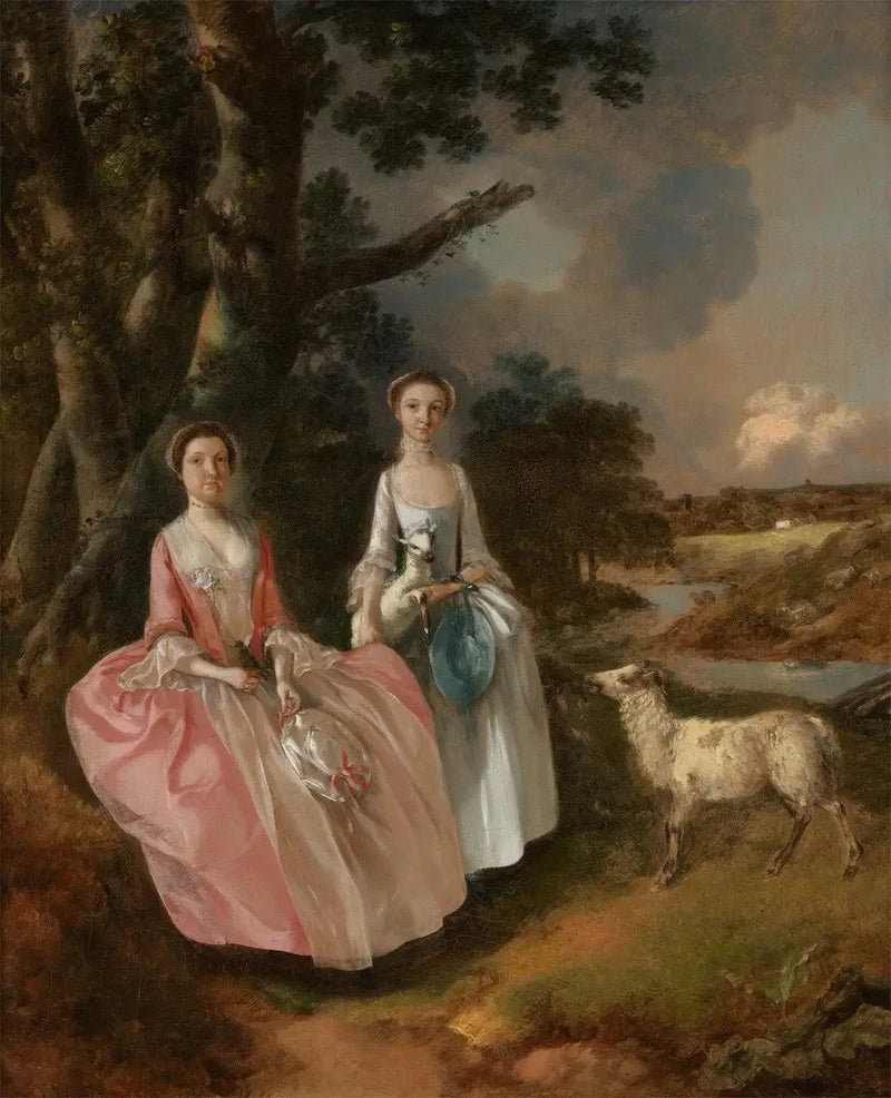 Rouva Mary Cobbold ja neiti Cobbold, pienen lampaan ja pienen vuohen kanssa - Thomas Gainsborough