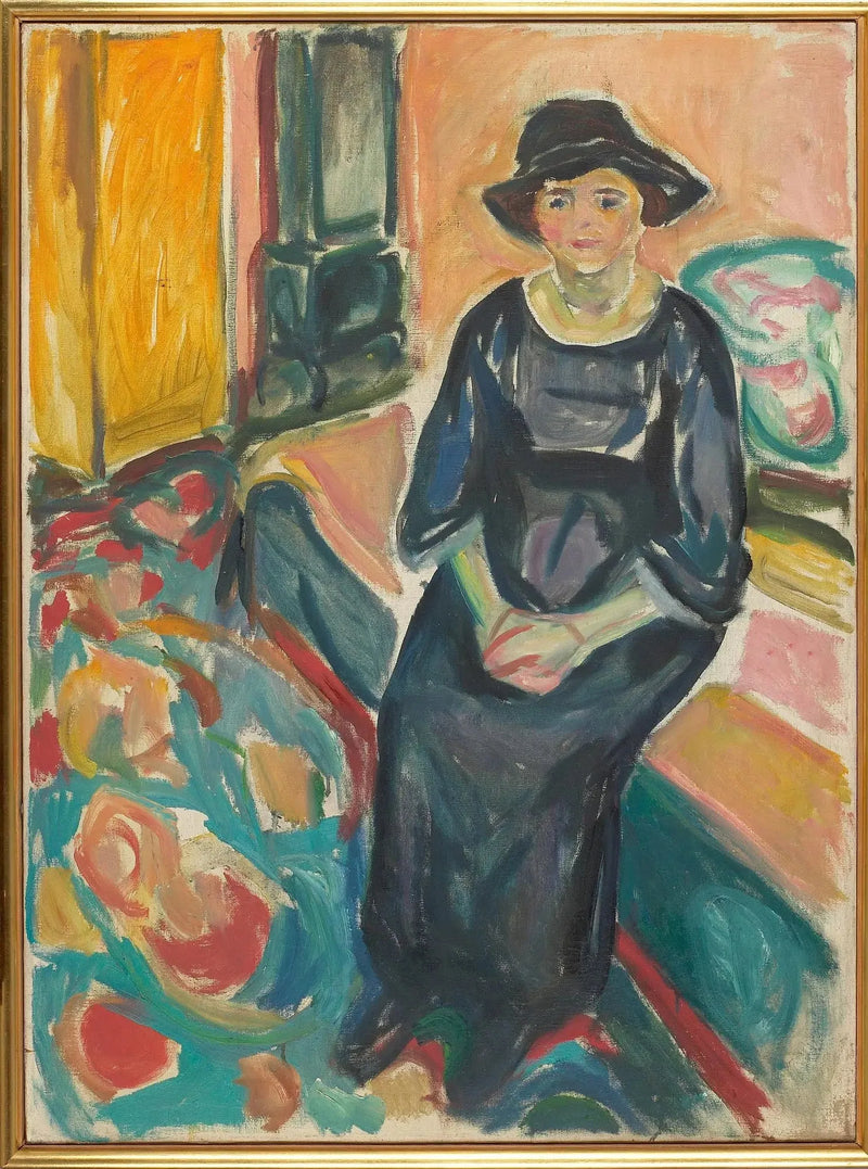 Hattumalli, istuu sohvalla - Edvard Munch