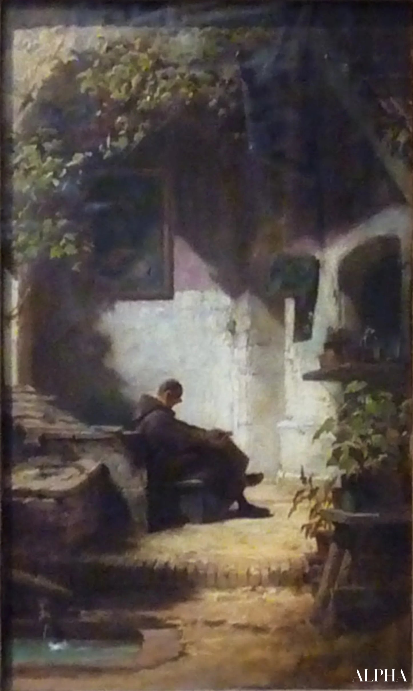 Munkki (meditaatio) - Carl Spitzweg - Korkealaatuiset taulujen ja maalauksien reproduktiot