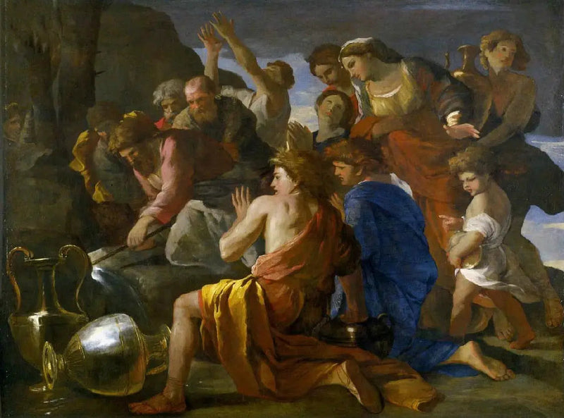 Moïse pehmentää Marahin vesiä - Nicolas Poussin