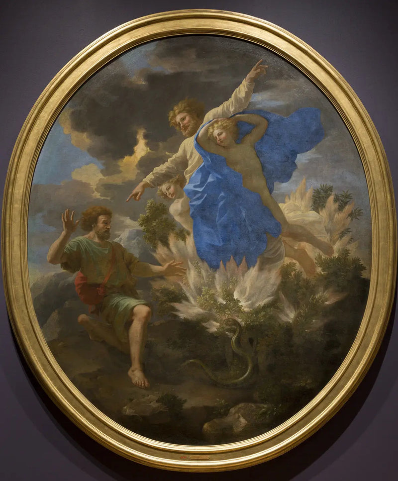 Moïse edessä palavassa pensaassa - Nicolas Poussin