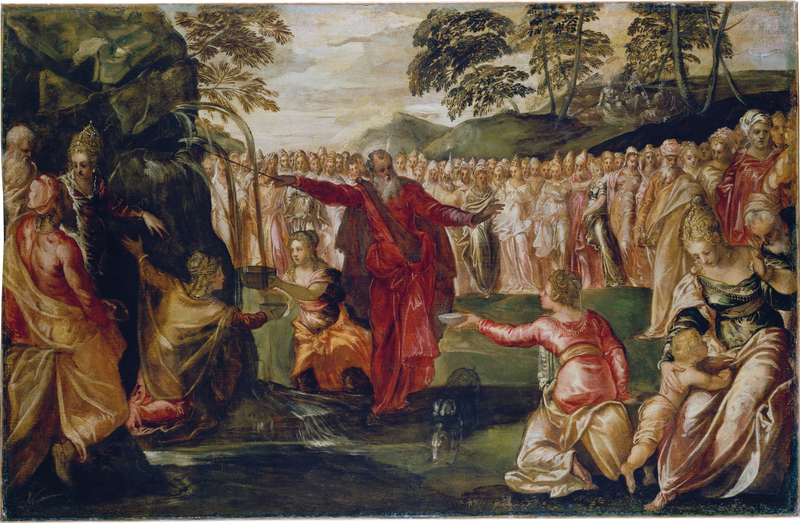 Moïse iskemässä kiveä - Jacopo Tintoretto