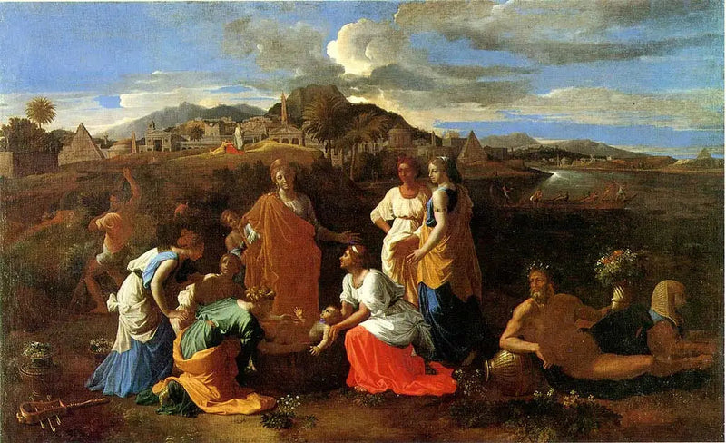 Moïse pelastettu vesistä - Nicolas Poussin