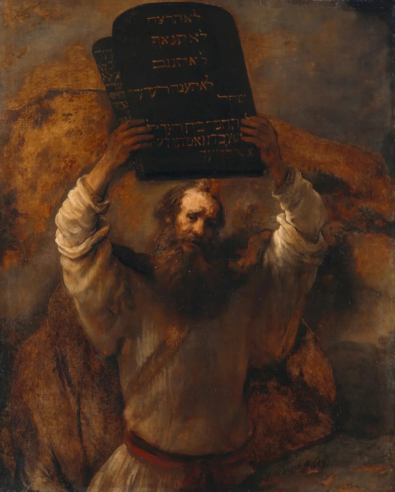 Moïse murskaa Laintaulut - Rembrandt