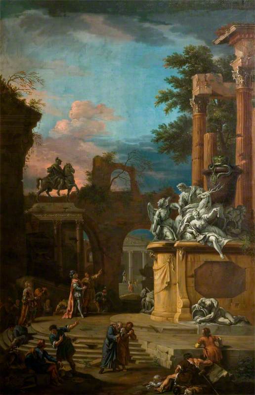 Kuvitteellinen monumentti William Cavendishille (1640-1707), 1. herttua Devonshiresta - Sebastiano Ricci