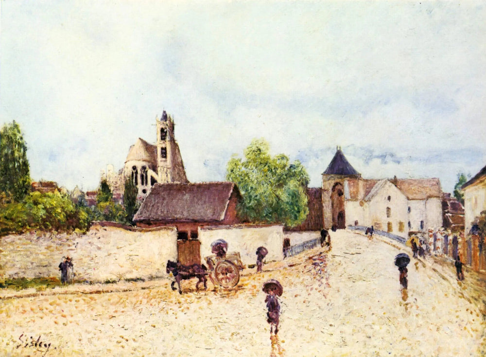 Moret-sur-Loing sous la pluie - Alfred Sisley image 1 copie peinte à la main à l’huile