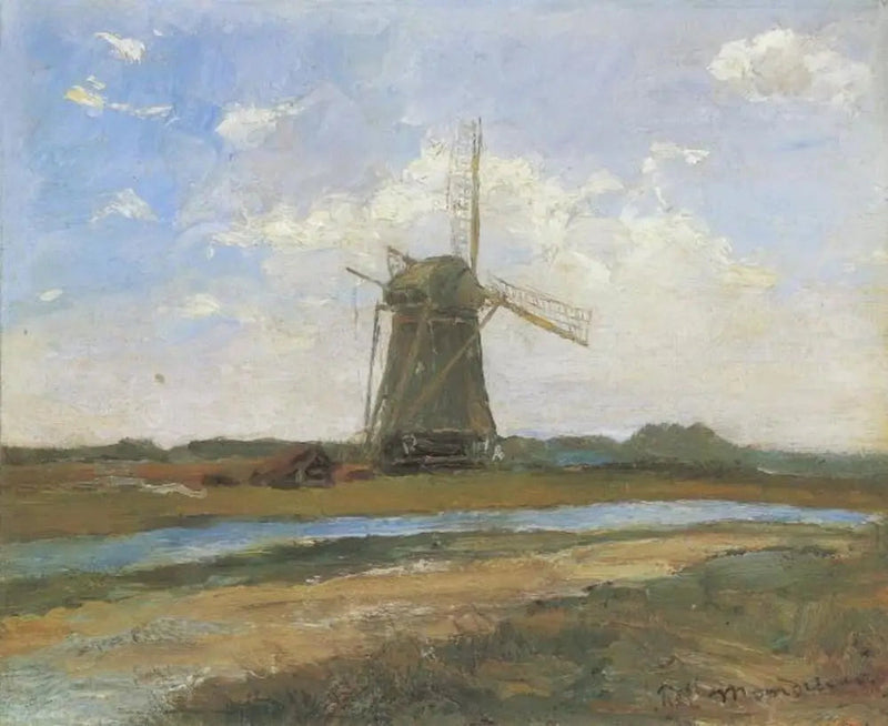 Tuulimylly auringossa puron lähellä - Piet Mondrian