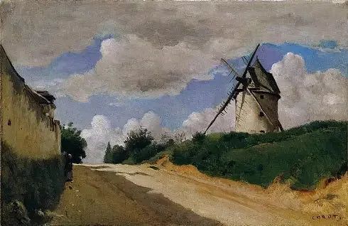 Tuulimylly Picardian rannikolla - Jean-Baptiste Camille Corot