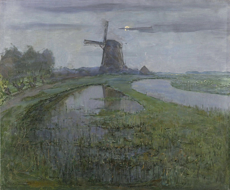 Oostzijdse mylly Gein-joen varrella kuutamossa - Piet Mondrian