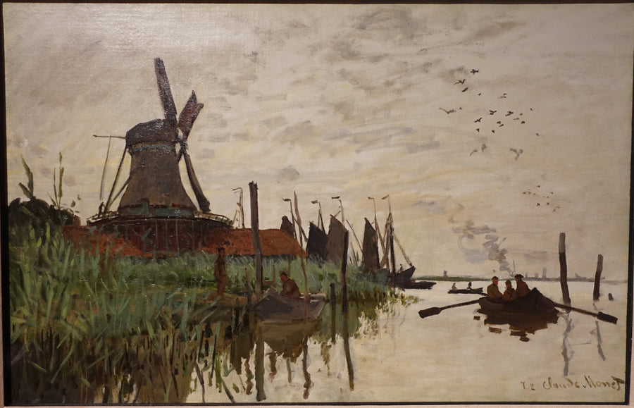 Tuulimylly ja veneet lähellä Zaandam W177 - Claude Monet
