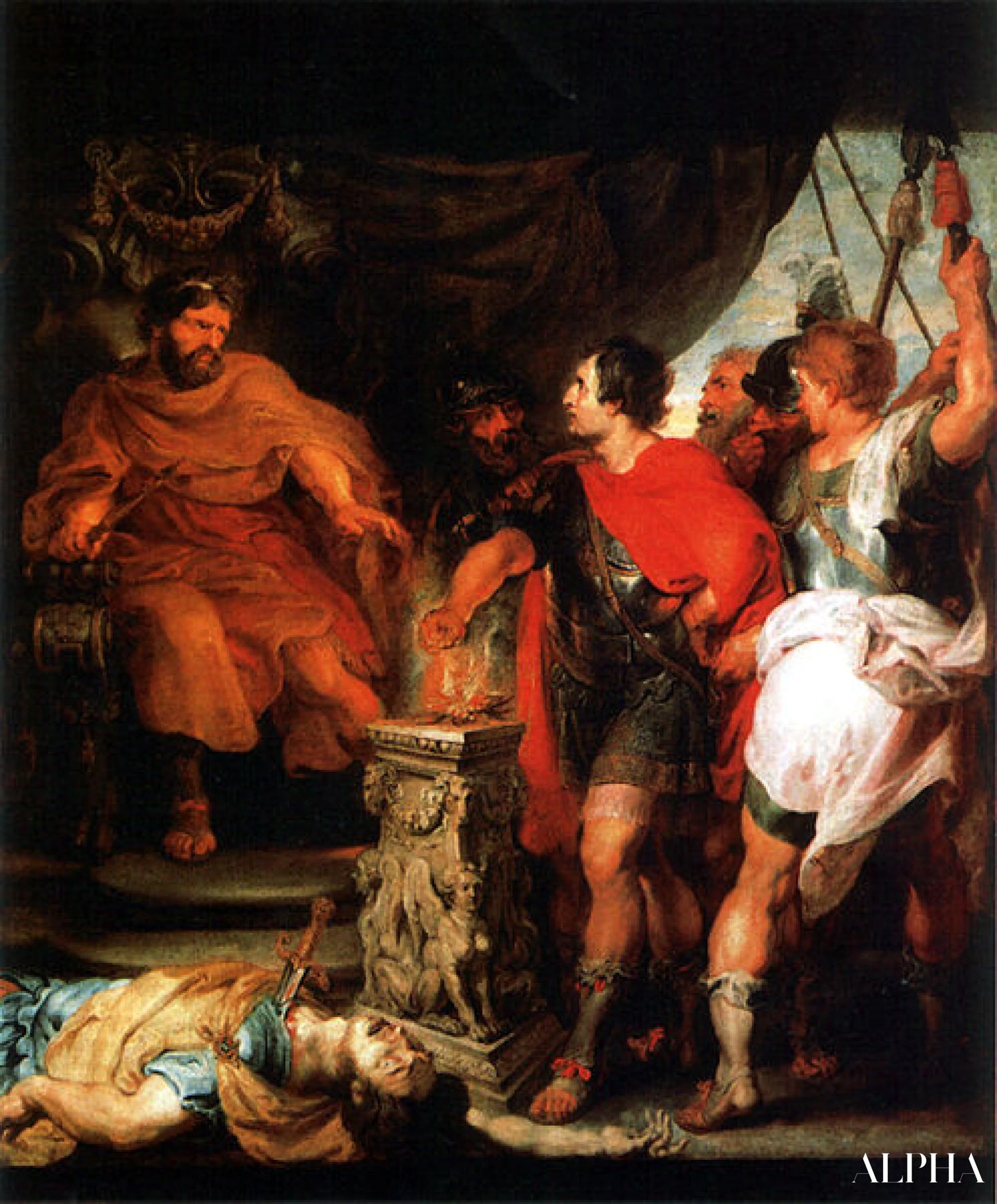 Mucius Scaevola Lars Porsennan edessä - Peter Paul Rubens - Korkealaatuiset taulujen ja maalauksien reproduktiot