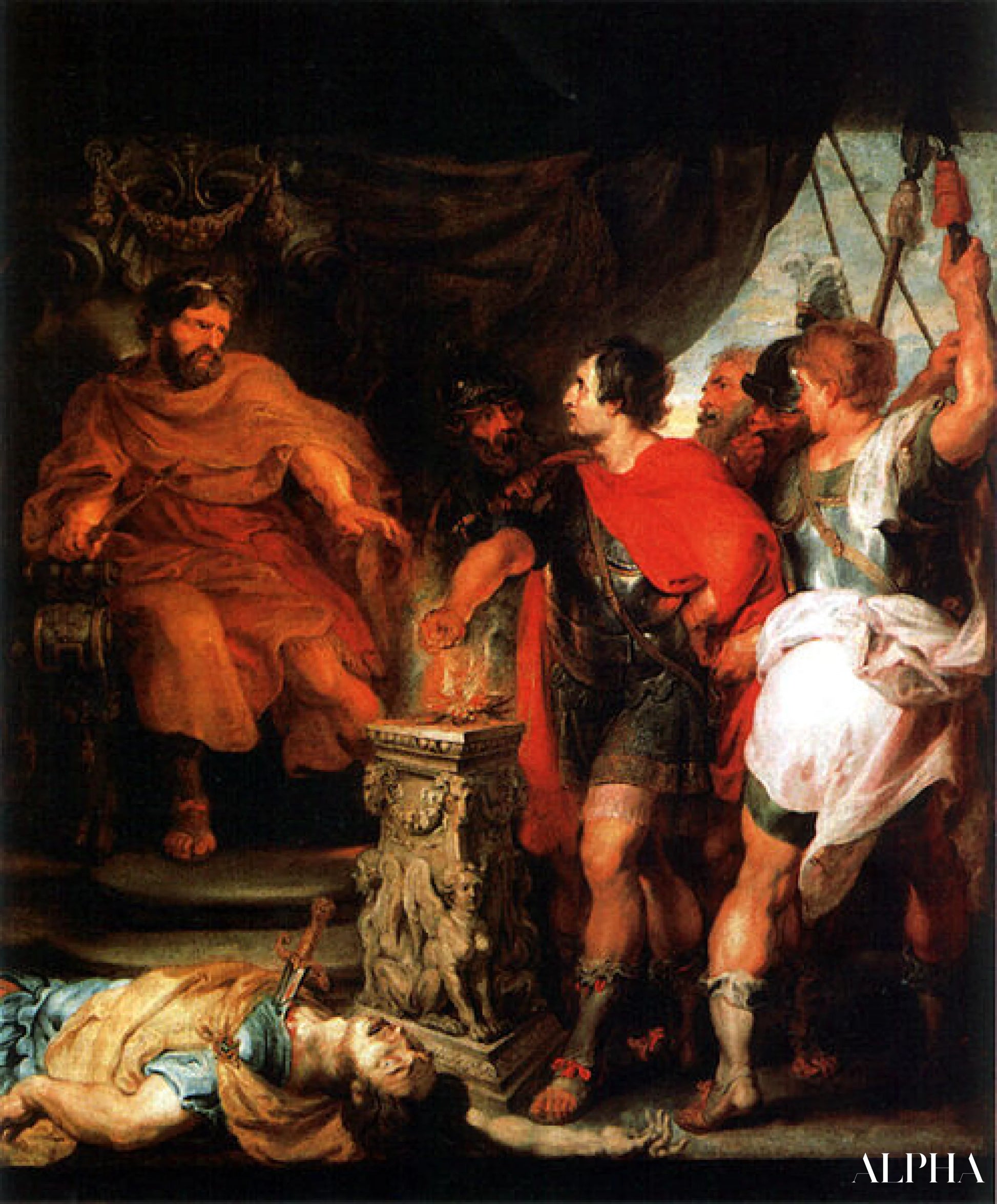 Mucius Scaevola Lars Porsennan edessä - Peter Paul Rubens - Korkealaatuiset taulujen ja maalauksien reproduktiot