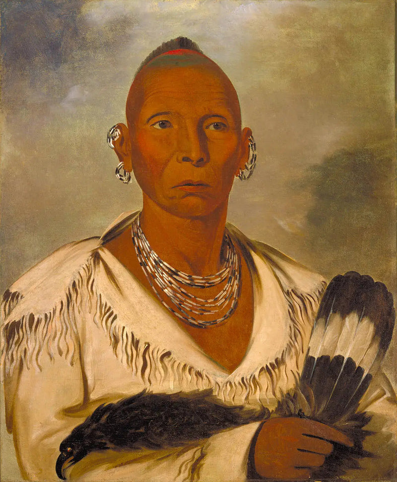 Múk-a-tah-mish-o-káh-kaik, Black Hawk, merkittävä pakan johtaja - George Catlin