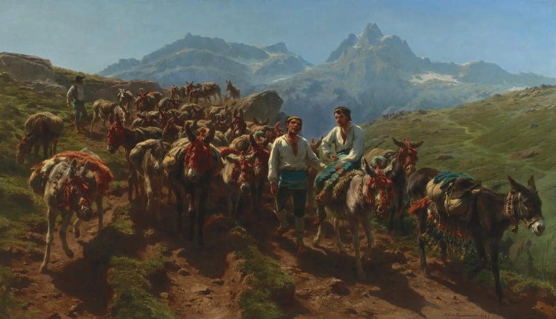 Espanjalaiset muulit kulkevat Pyreneillä - Rosa Bonheur