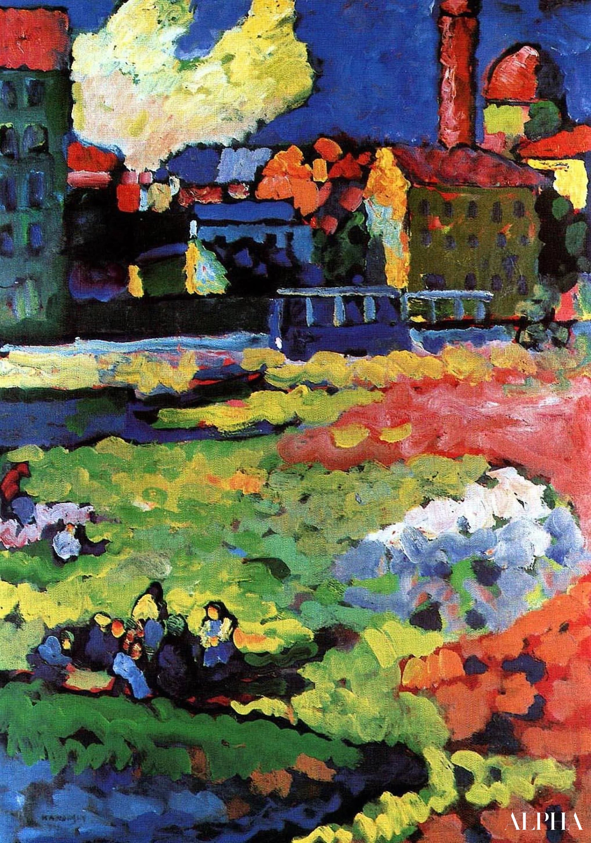 München Schwabing ja Sainte-Ursule -kirkko - Vassily Kandinsky - Taulujen ja korkealaatuisten maalauksien reproduktiot