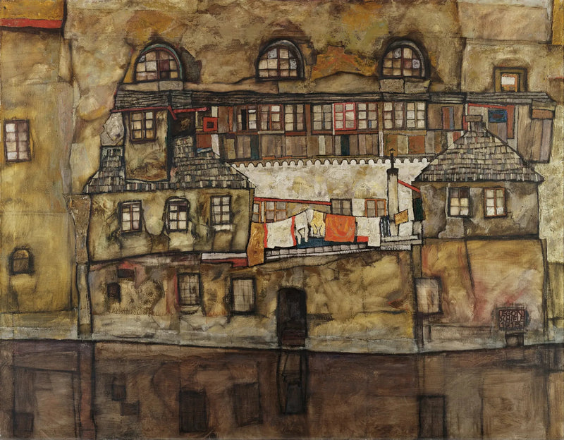 Talon seinä joen varrella - Egon Schiele
