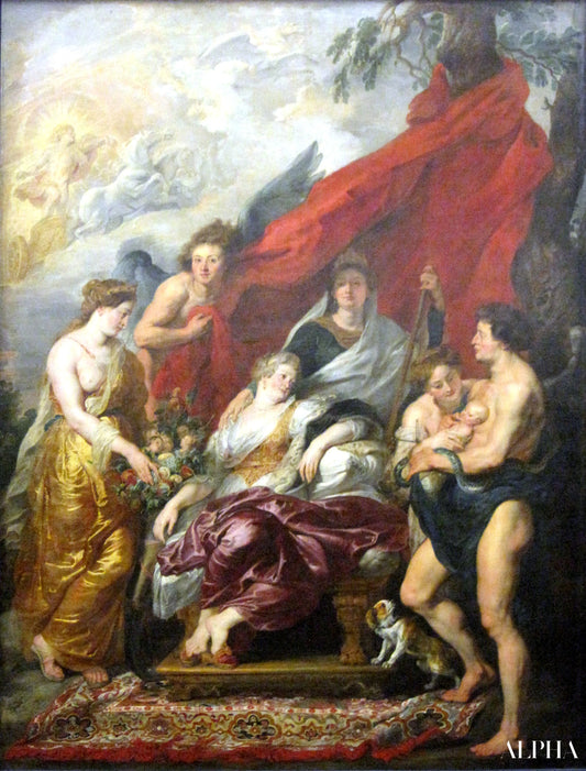 Louis XIII:n syntymä Fontainebleau'ssa - Peter Paul Rubens - Korkealaatuiset taulujen ja maalauksien reproduktiot