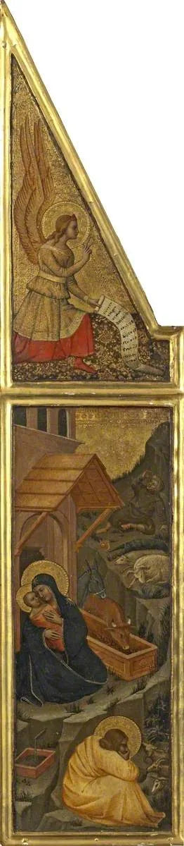Syntymä ja enkeli Annunciationista (triptyikki, vasen liuska) - Nardo di Cione