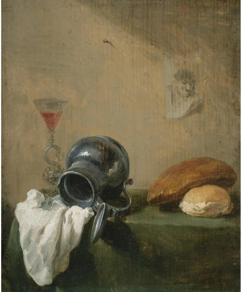 Still life with overturned jug - David Teniers the Younger