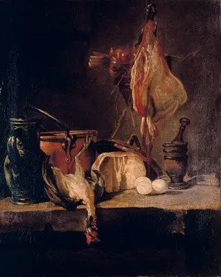 Still life with skate and onion basket - Jean Siméon Chardin