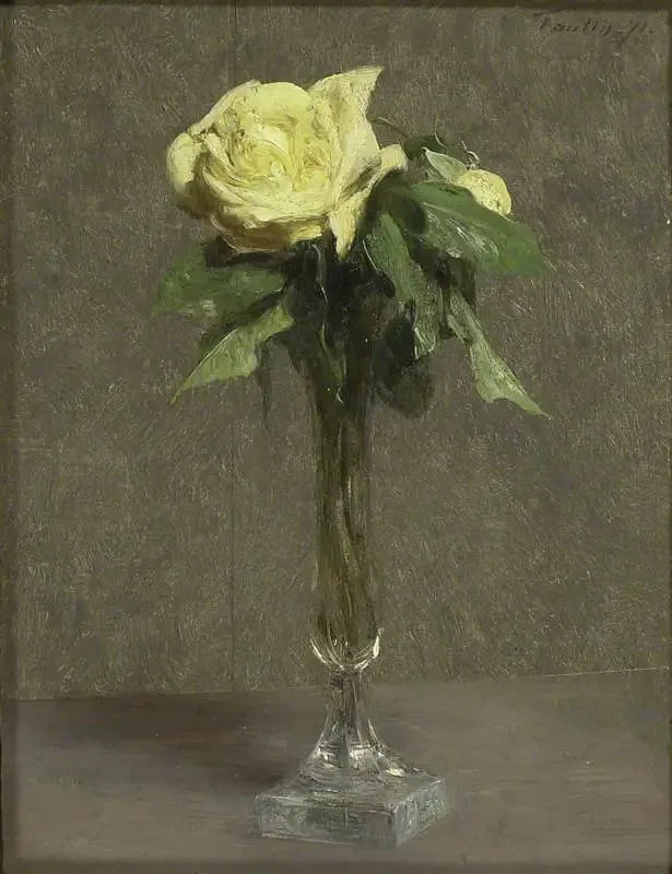 Kukkamaalaus keltaisesta ruususta - Henri Fantin-Latour